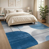 Abstract Blue Geometric Circles Area Rug
