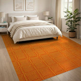 Vibrant Orange Geometric Woven Area Rug