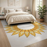 Vibrant Yellow Sunflower Mandala Area Rug