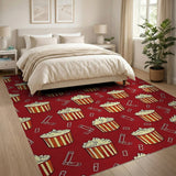 Red Popcorn Bucket Cartoon Area Rug