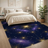 Golden Celestial Star Constellation Area Rug