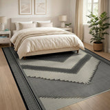 Grey Zigzag Geometric Woven Area Rug