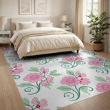 Vintage Pink Floral Swirl Area Rug