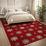 Festive Red Snowflake No. 10 Area Rug