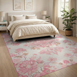 Blush Pink Floral Medallion Pink Area Rug