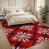 Red Red Snowflake Plaid Area Rug