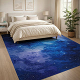 Starry Nebula Galaxy Blue Area Rug