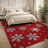Snowflake Festive Red Snowflake Area Rug