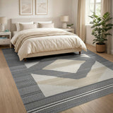 Geometric Tribal Grey Beige Area Rug