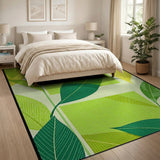 Layered Green Leaves Geometric Area Rug