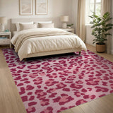 Boho Chic Pink Leopard Print Tufted Area Rug