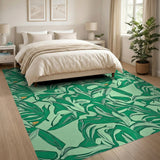 Stylized Green Leaf Area Rug