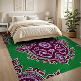 Multi-color and Patterns Ornate Green Persian Floral Medallion Rug