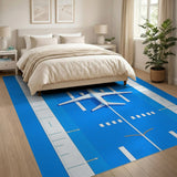 Airplane on Blue Runway Area Rug