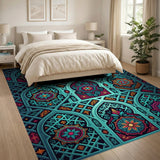Teal Moroccan Arch Mandala Area Rug