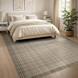 Beige and Neutral Beige Gridline Woven Area Rug