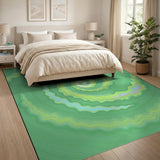 Hypnotic Green Spiral Abstract Rug