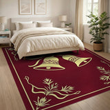 Golden Holiday Bells Red Area Rug