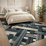 Grey Woven Lattice Area Rug