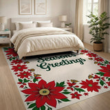 Season's Greetings Poinsettia Area Rug