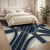 Navy Blue Coastal Highway Interchange Rug