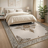 Ornate Gold Medallion Beige Area Rug