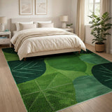 Lush Green Leaves Geometric Area Rug