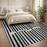 Bold Stripe Geometric Modern Bold Black White Geometric Stripe Area Rug