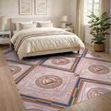 Pink Bell Rainbow Geometric Area Rug