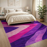 Purple Geometric Wave Area Rug