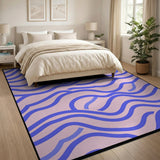 Blush Pink Blue Wavy Geometric Area Rug