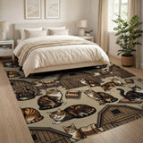 Cozy Tabby Cats Barn Plaid Farmhouse Rug