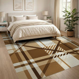 Classic Brown Tan Plaid Check Area Rug