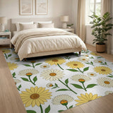 Yellow Sunflower Daisy Floral Pattern Rug
