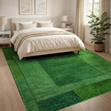 Vibrant Green Patchwork Geometric Area Rug