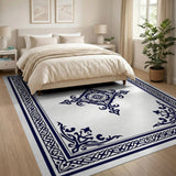 Blue and Teal Ornate Navy Persian Border Area Rug