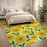 Yellow Sunny Yellow Sunflower Pattern Area Rug