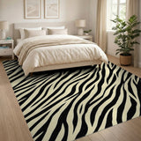 Abstract Area Black White Zebra Stripe Area Rug