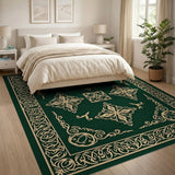 Traditional Persian Green Ornate Emerald Green Persian Medallion Rug