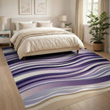 Geometric Modern Purple Purple Wavy Abstract Area Rug