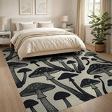 Whimsical Black Mushroom Cluster Area Rug
