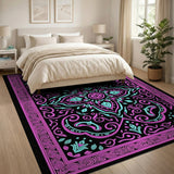 Pink Teal Ornate Persian Area Rug