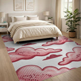 Red Polka Dot Clouds Area Rug