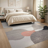 Abstract Organic Shapes Area Rug - Grey Black Coral