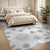 Grey Snowflake Scatter Area Rug