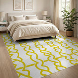Yellow Braided Wave Geometric Area Rug