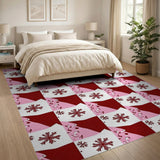 Pink Maroon Snowflake Geometric Area Rug