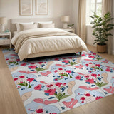 Whimsical Pink Floral Abstract Area Rug