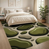 Abstract Green Pebbles Area Rug
