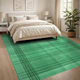 Geometric Modern Green Plaid Checkered Area Rug